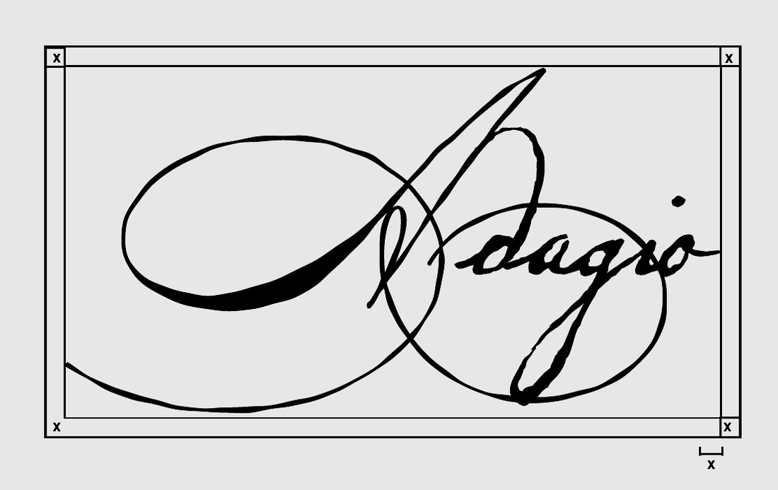 Adagio wordmark construction on a grid