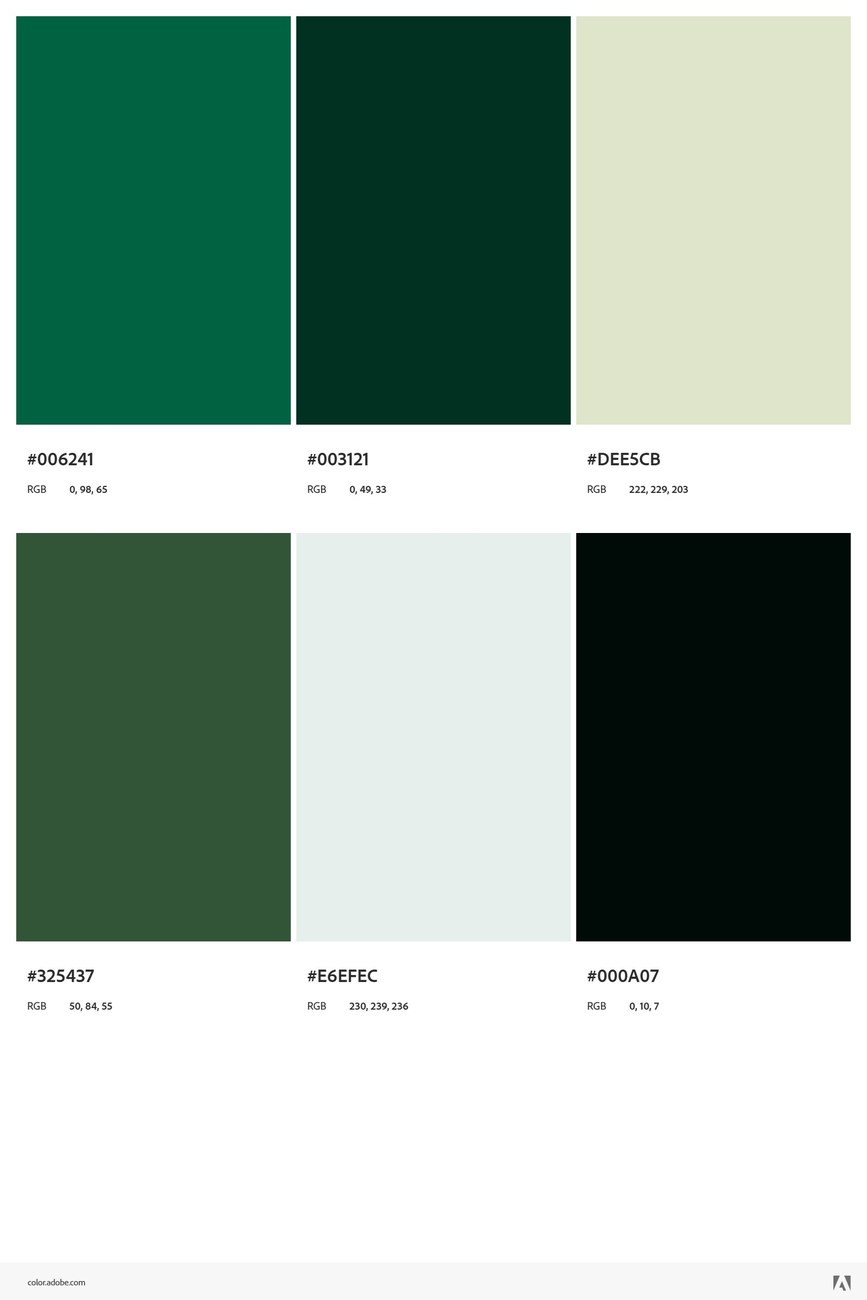 Starbucks inspired color palette in deep greens and seasonal light tones