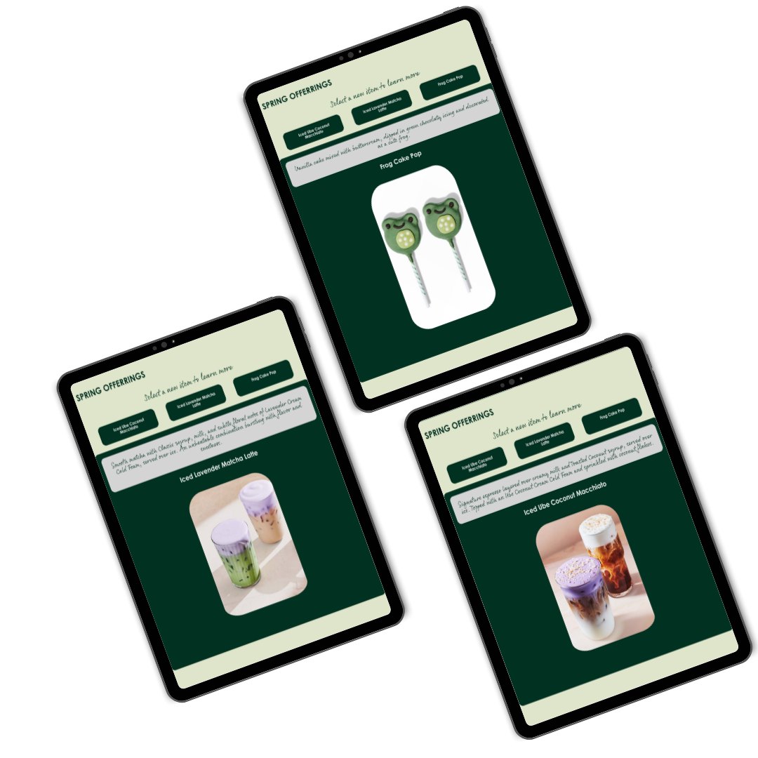 Starbucks spring offerings product display shown across tablets